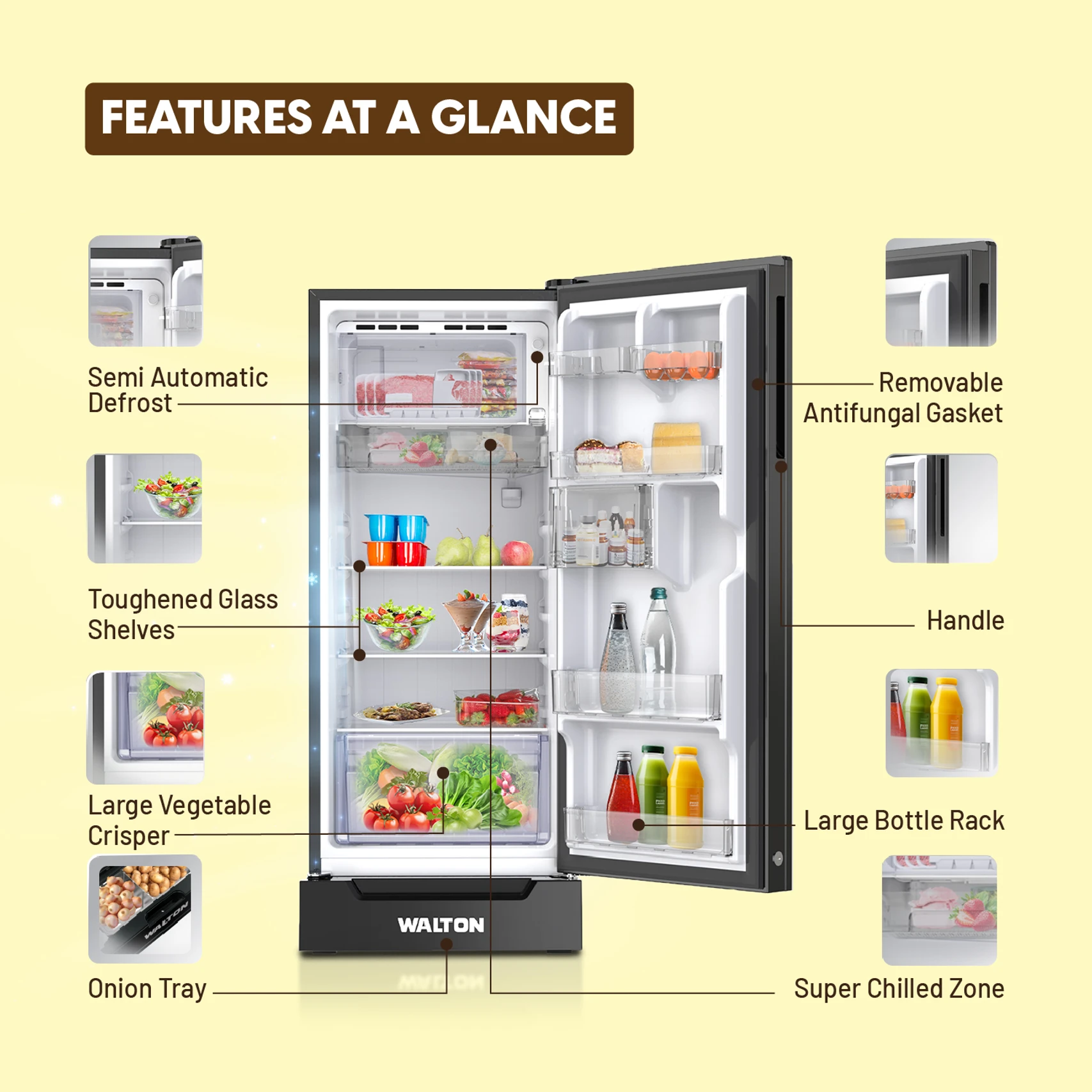 Walton 190 L Direct Cool Single Door 4 Star Refrigerator e45
